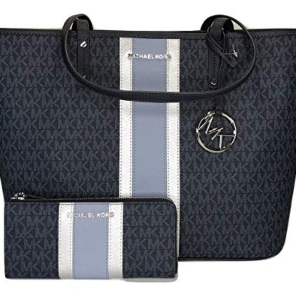 MICHAEL KORS LARGE JET SET TRAVEL TOTE AND MATCHING WALLET